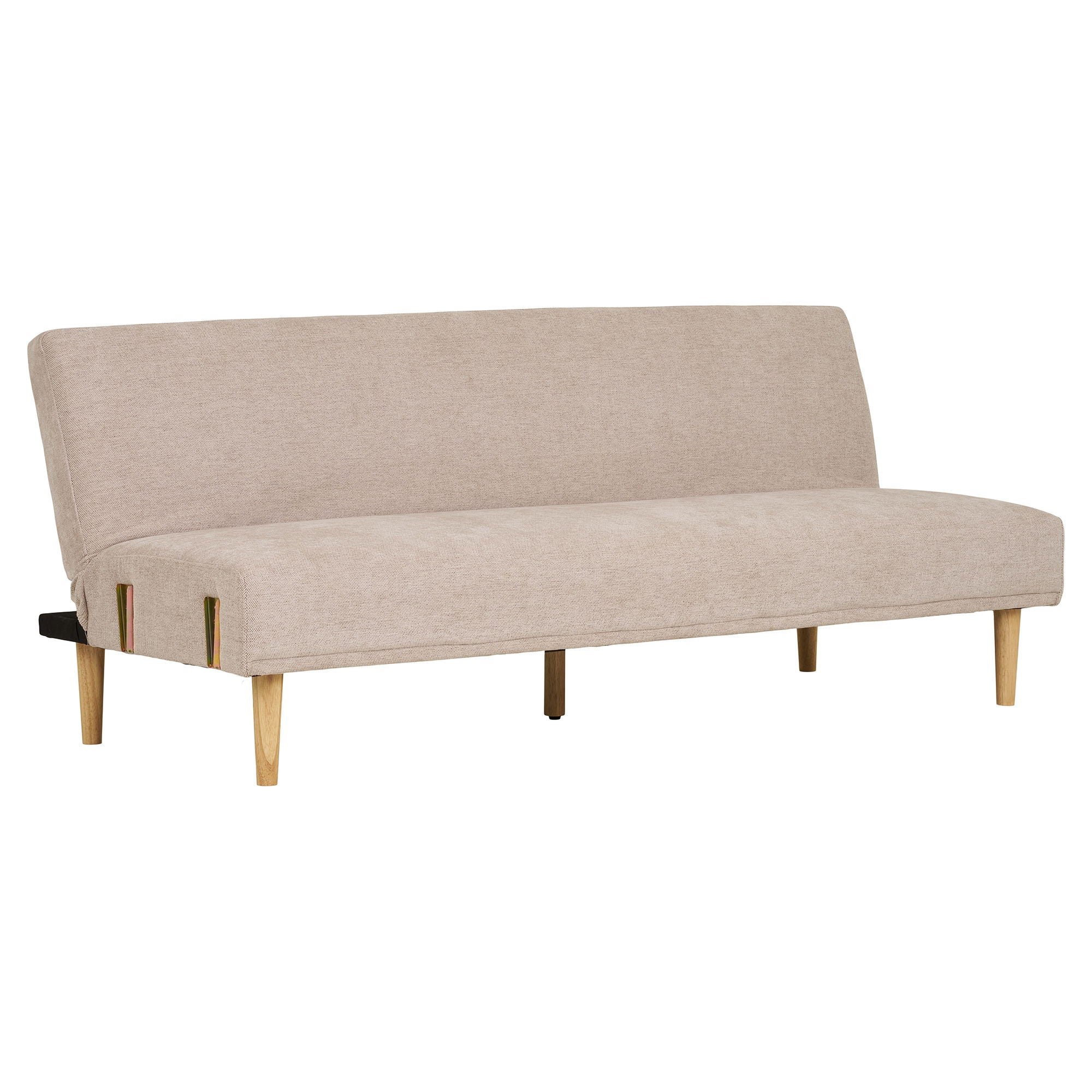 Kells – Schlafsofa, dark sand, natürliche Holzbeine, 208 × 78–102 × 78 cm